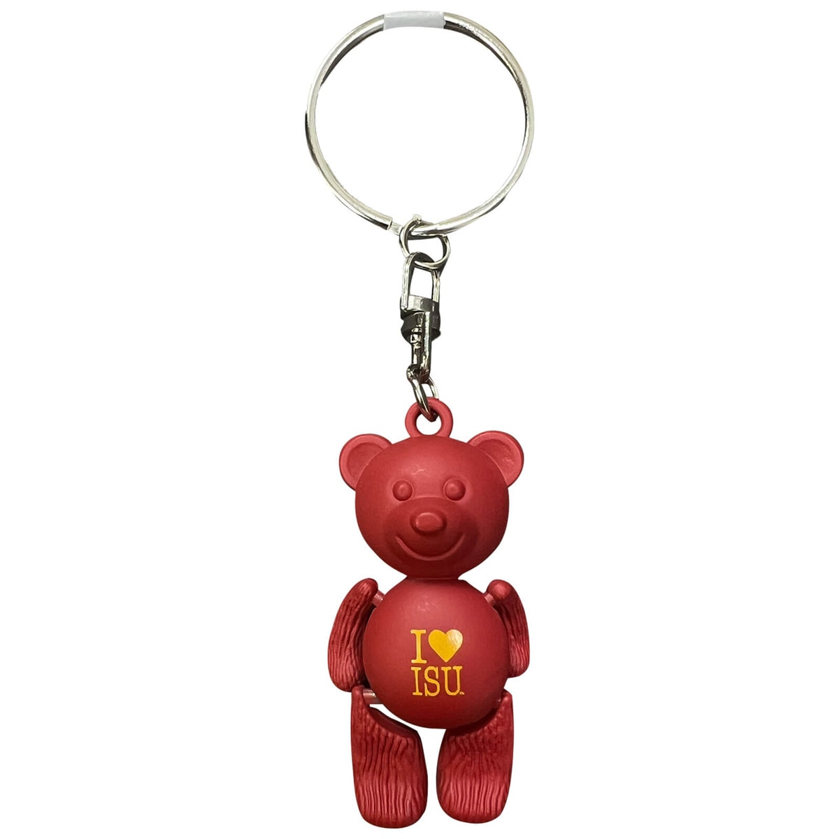 I Heart ISU Cardinal Bear Keychain (2"x1")